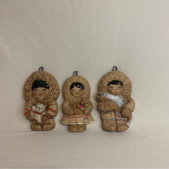 Eski Moppets Set Of Three Handcrafted and Handpainted Ornaments - made in Alaska - Picture 3 of 4